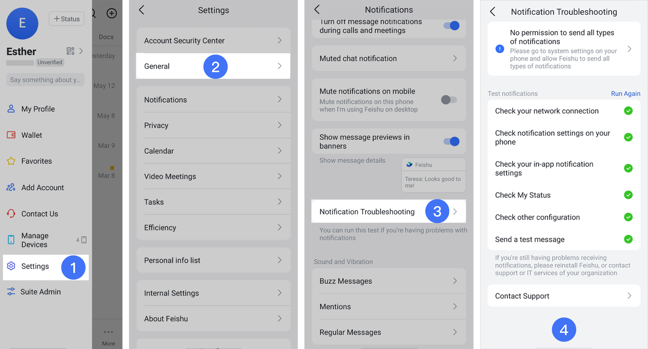 Unable to receive message notifications on Android device