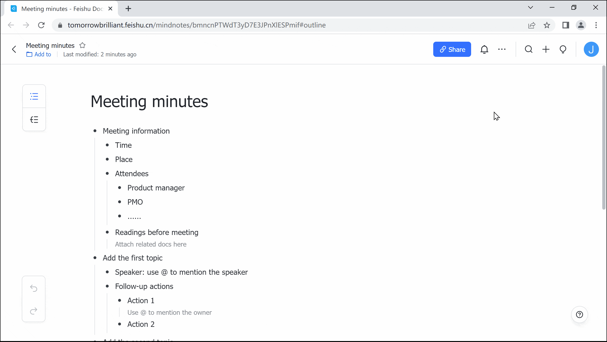 Use presentation mode in Docs and MindNotes